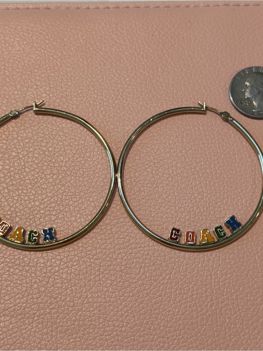COACH Rainbow Letter Hoop Earrings - Gold 5.5cm
